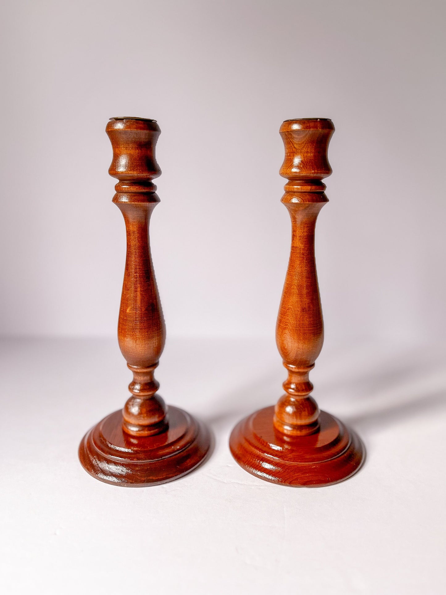 Pair of Vintage Wood Candlestick Holders