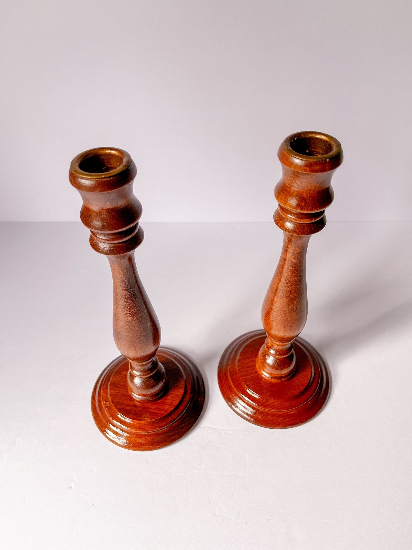 Pair of Vintage Wood Candlestick Holders