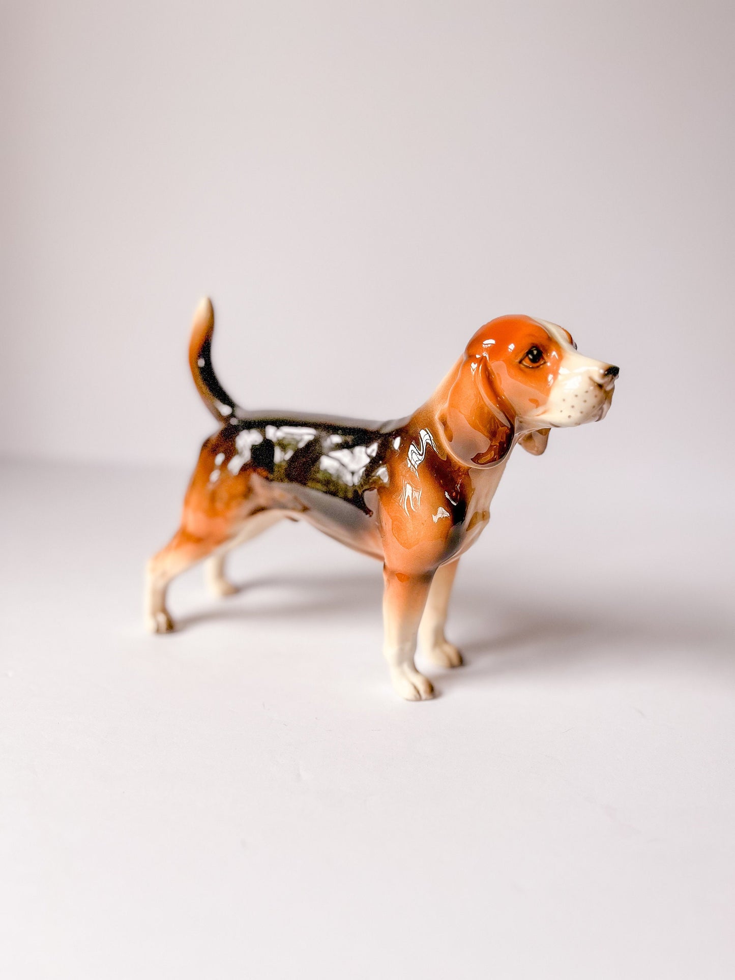 Vintage Ceramic Porcelain Beagle Dog Figurine