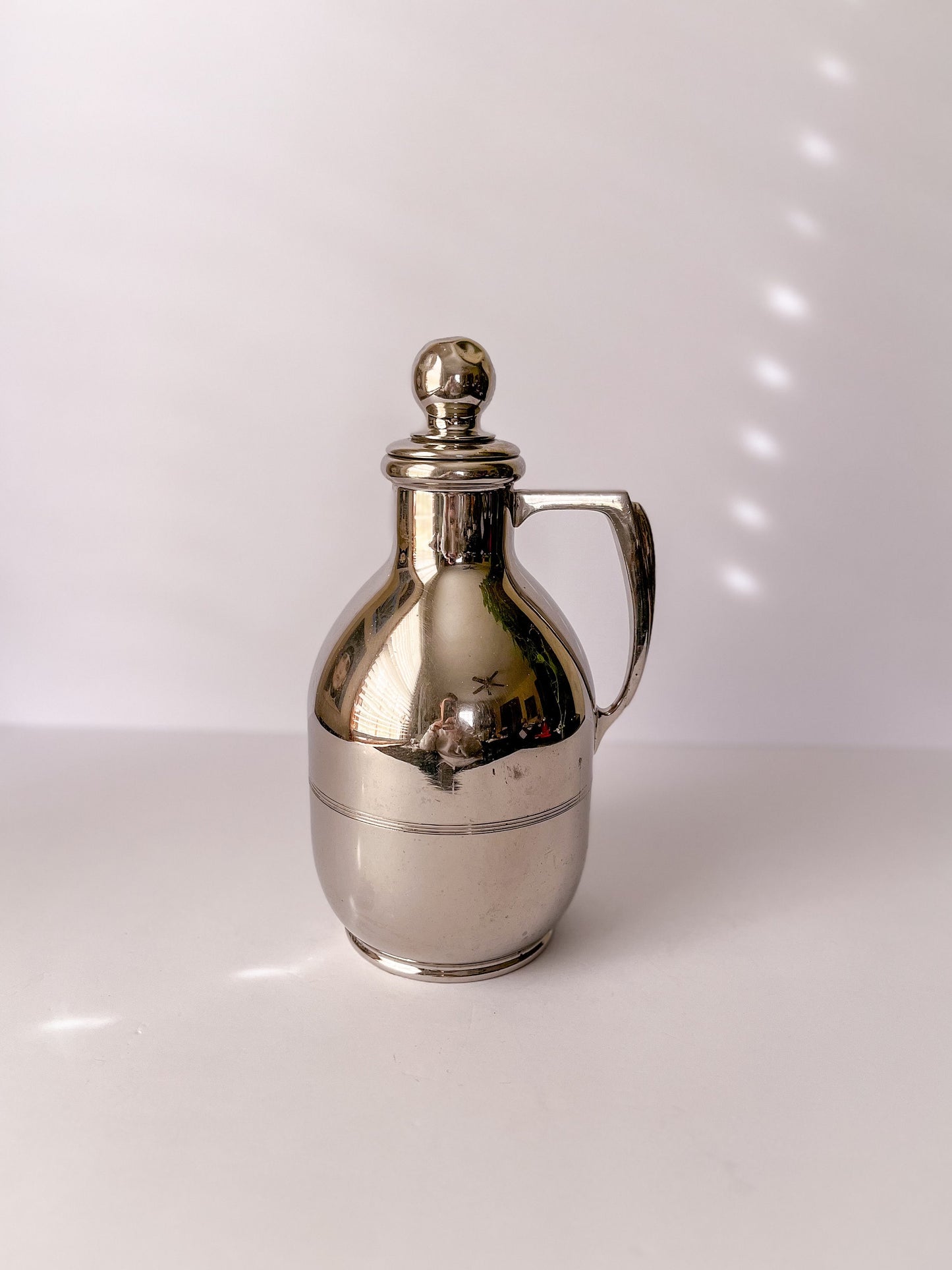 Antique 1910 Thermos Carafe, American Thermos Bottle Co., Vintage Silver Thermos