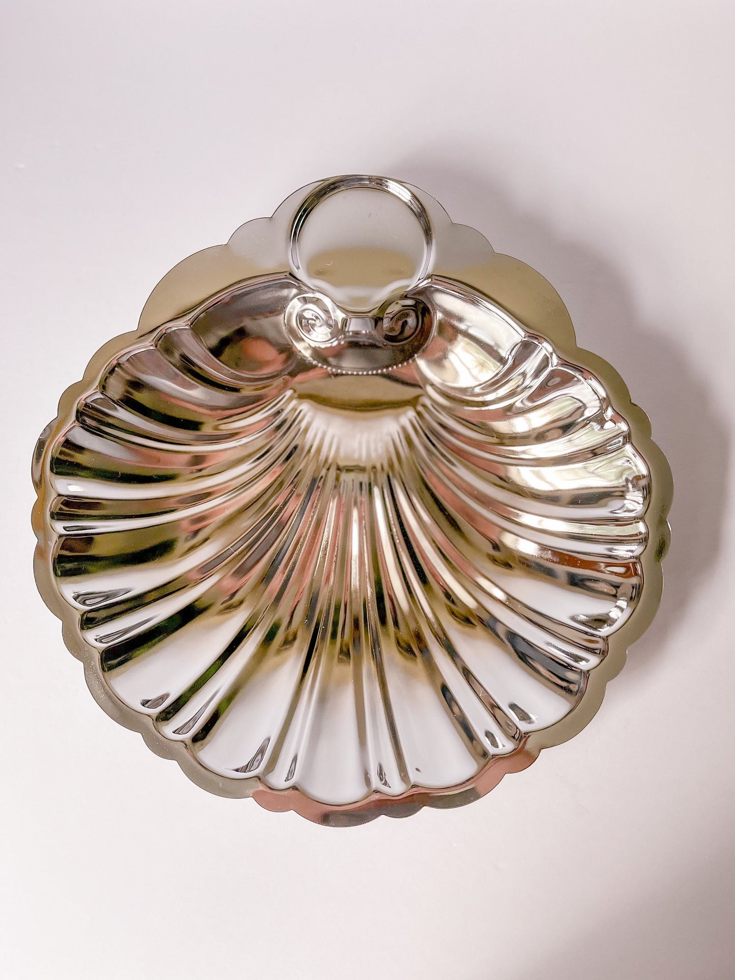 Large Vintage Metal Shell Serving Dish or Tray, Jewelry or Trinket Dish