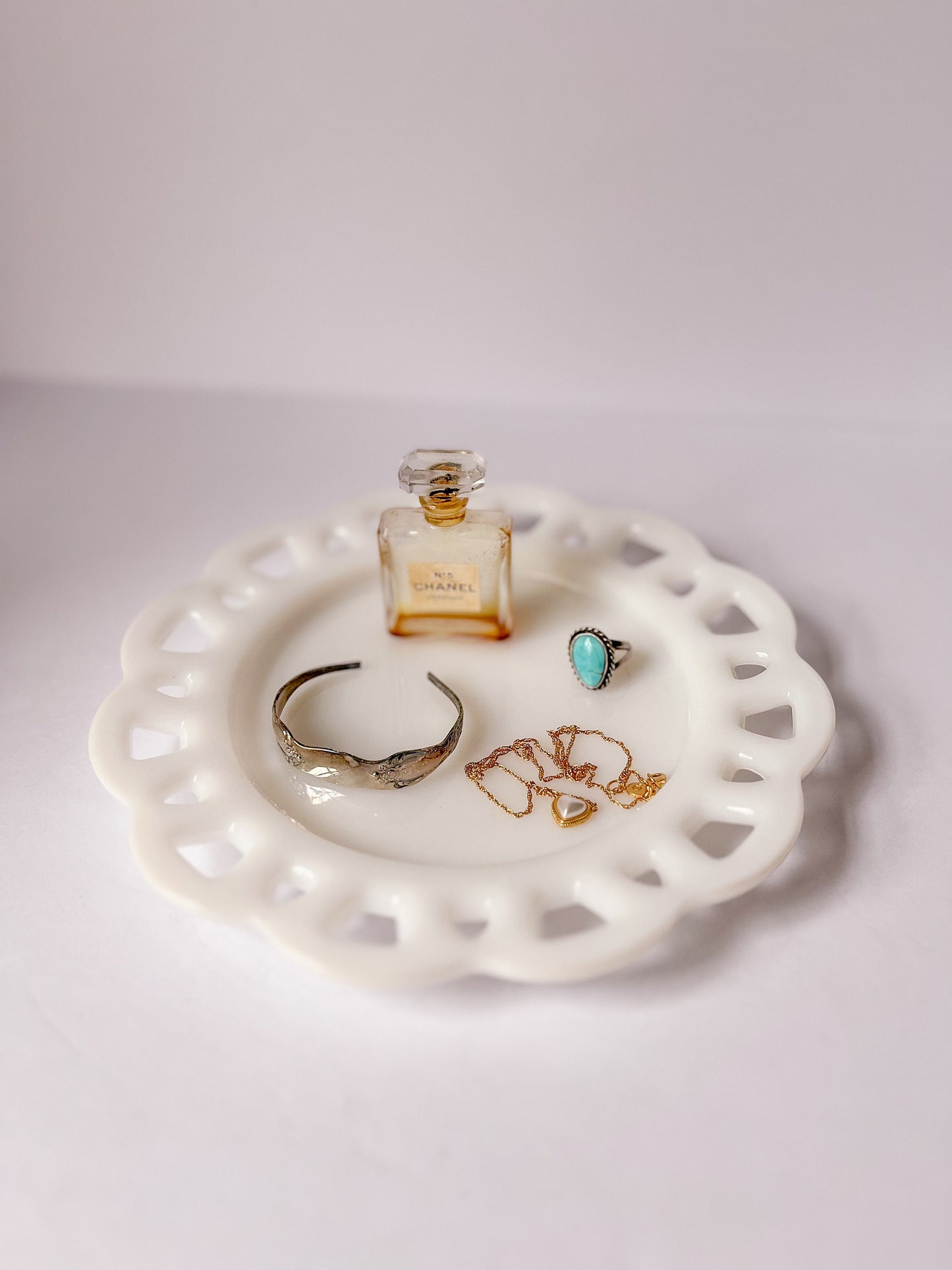 Vintage Milk Glass Jewelry Tray