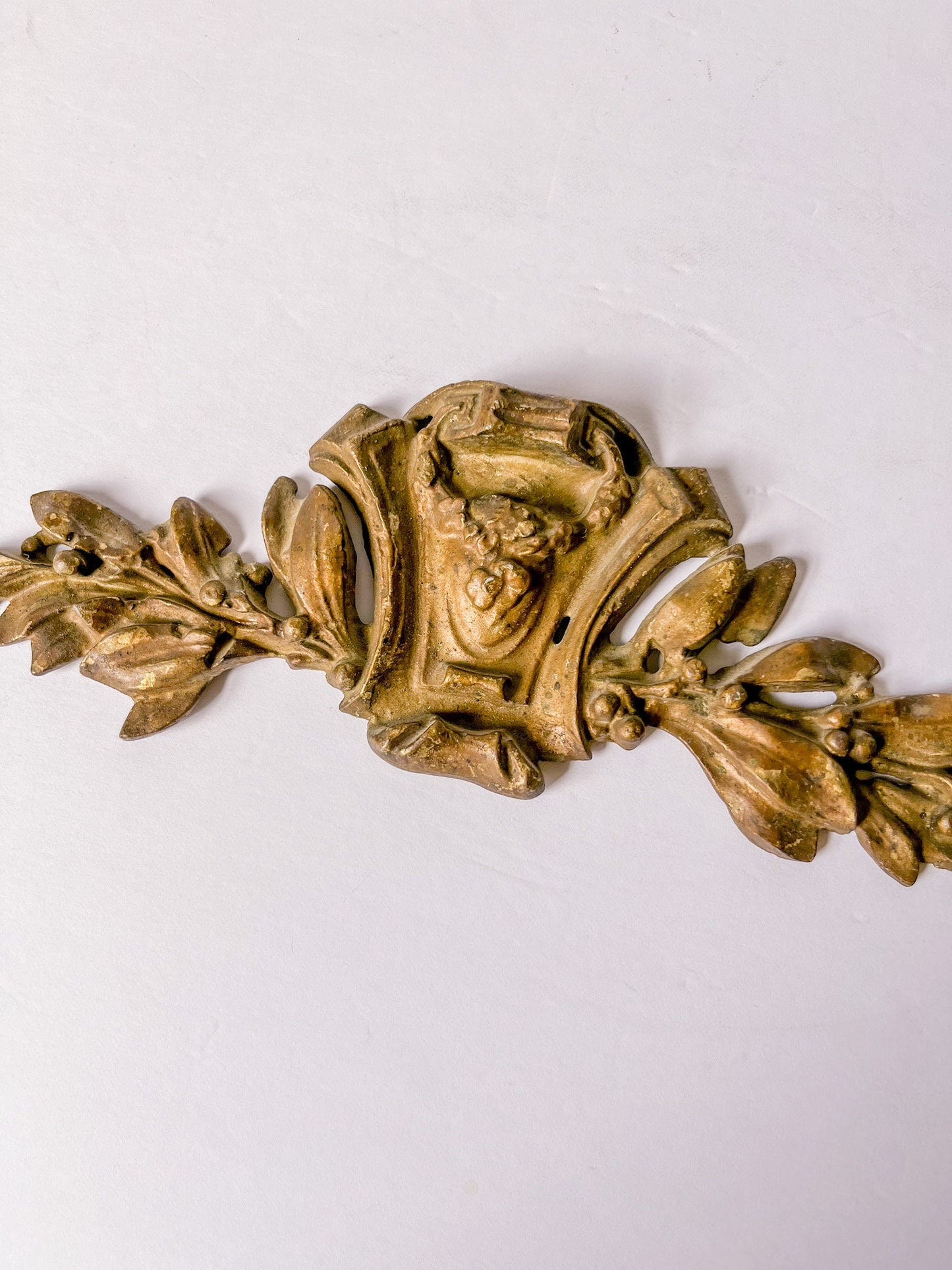 Vintage Brass Pediment or Wall Swag