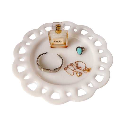 Vintage Milk Glass Jewelry Tray