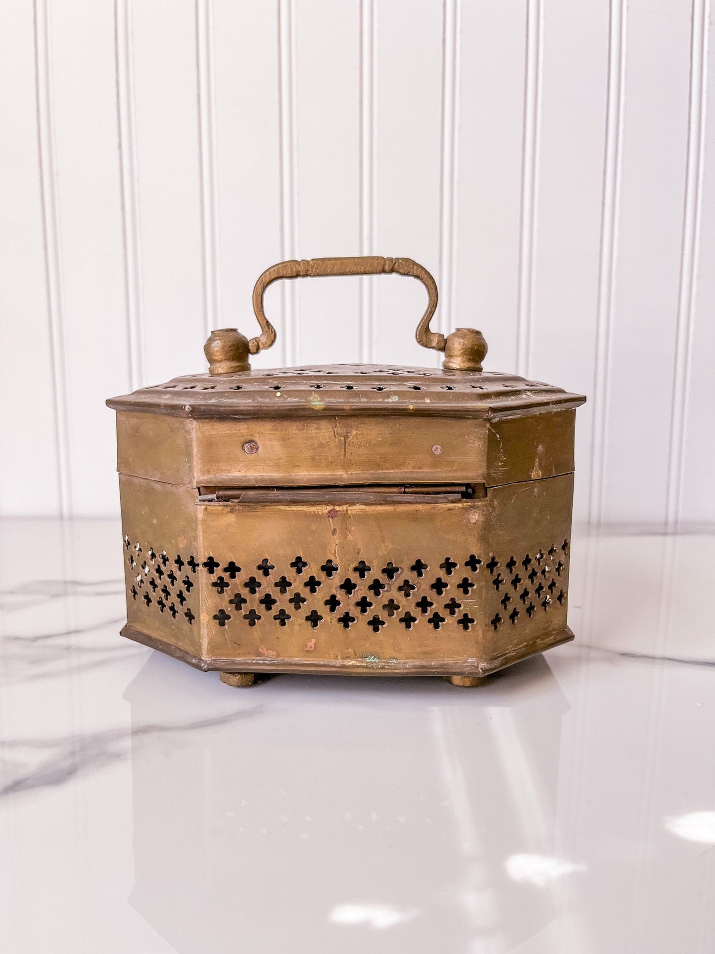 Large Vintage Brass Cricket Box