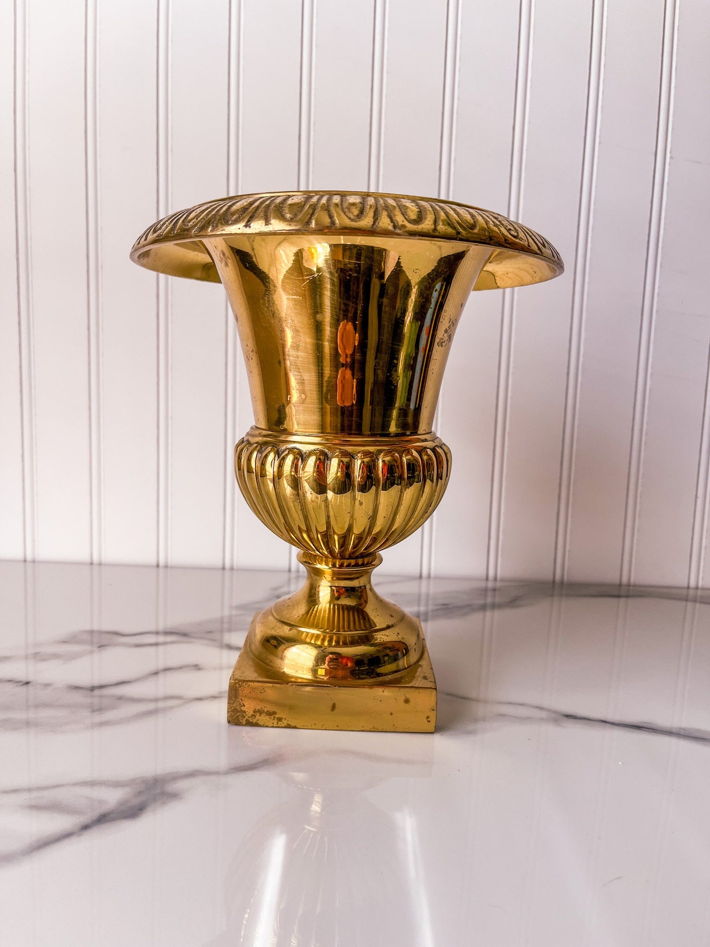 Vintage Brass Garden Urn Planter