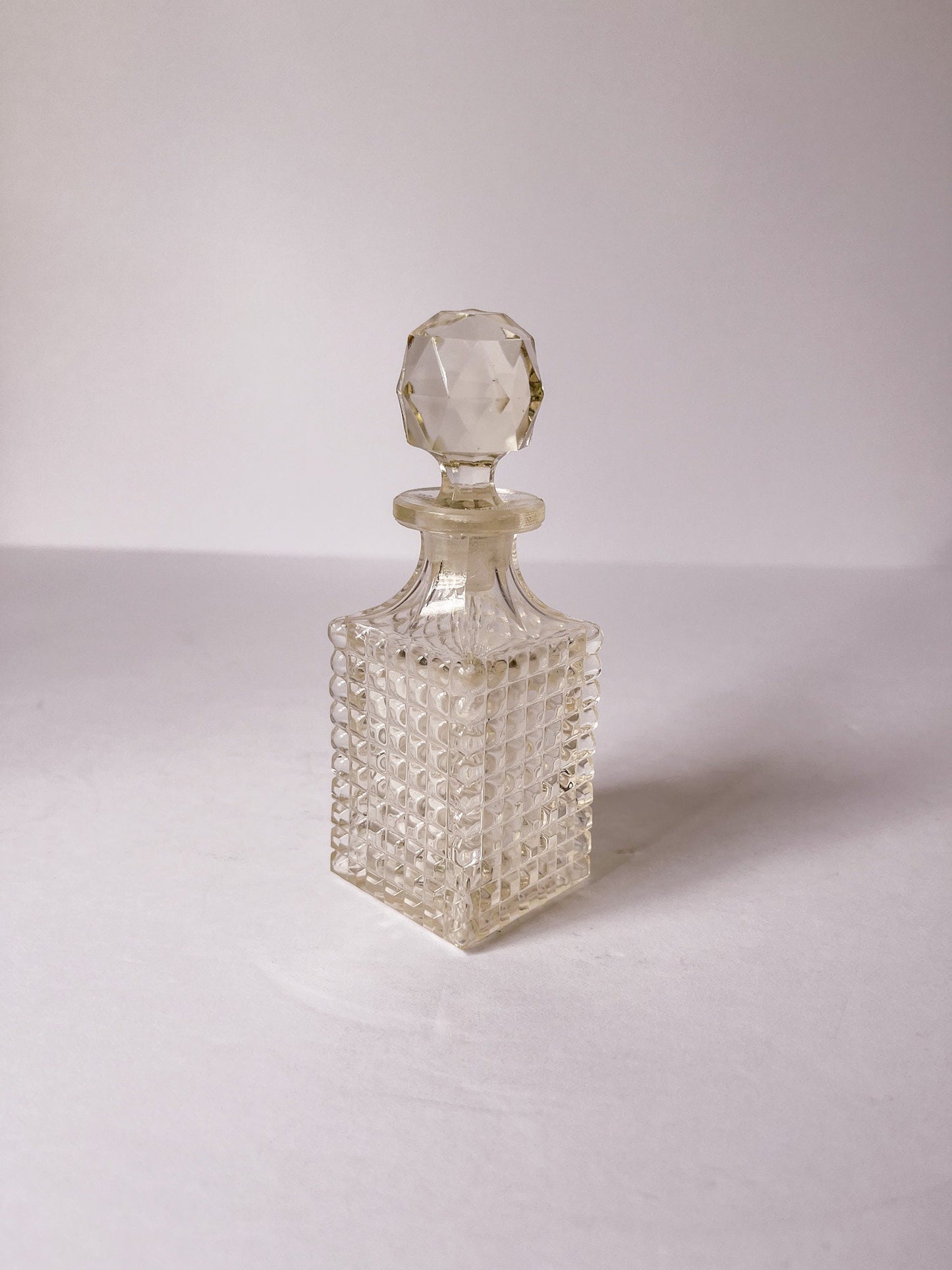 Vintage Rectangular Cut Glass Perfume Bottle