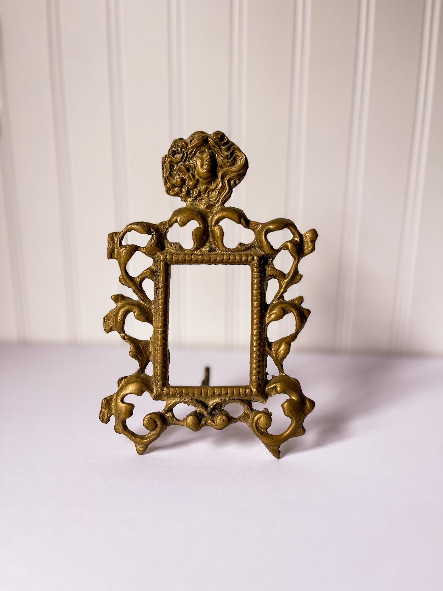 Antique Victorian Brass Frame, Art Nouveau, Rococo Style