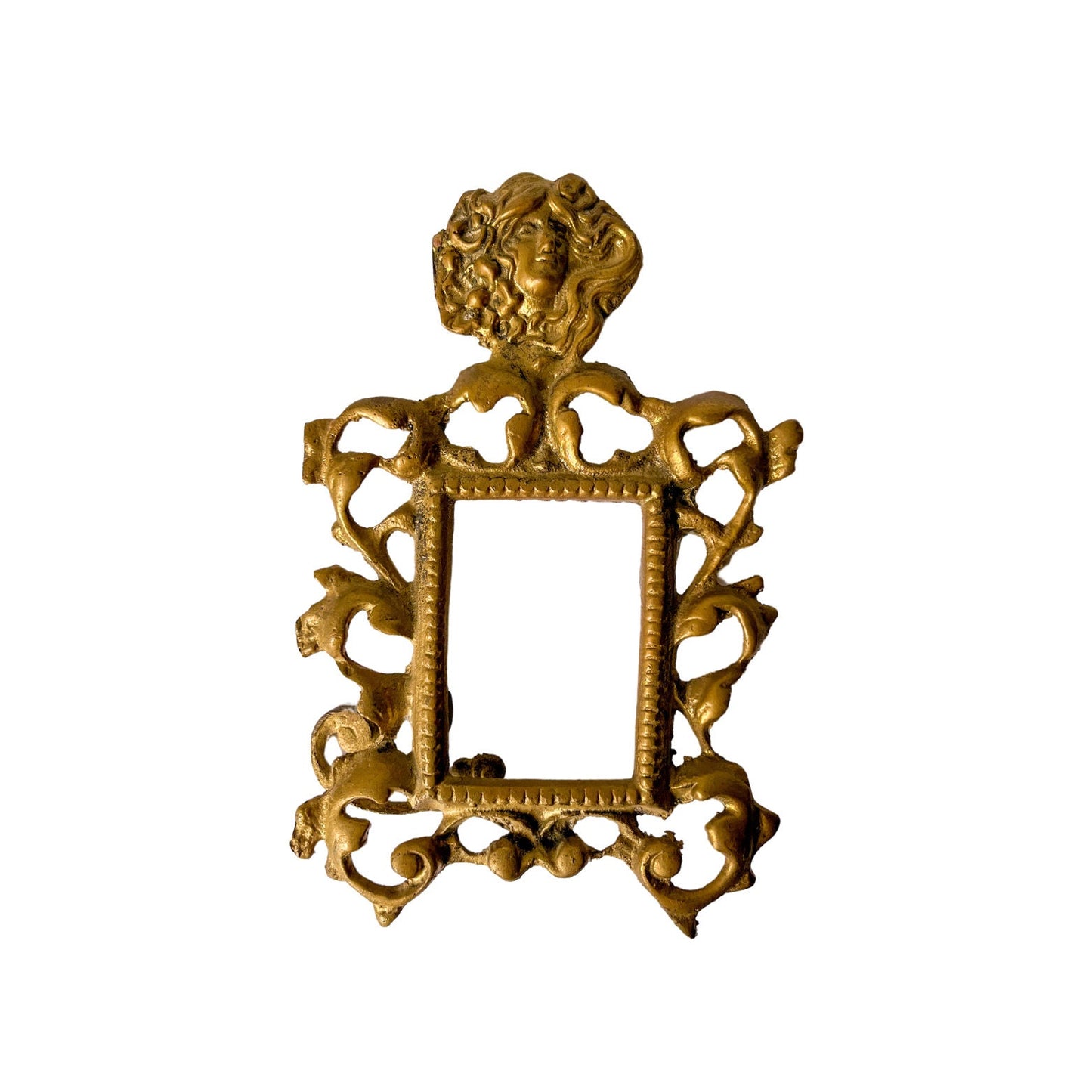 Antique Victorian Brass Frame, Art Nouveau, Rococo Style