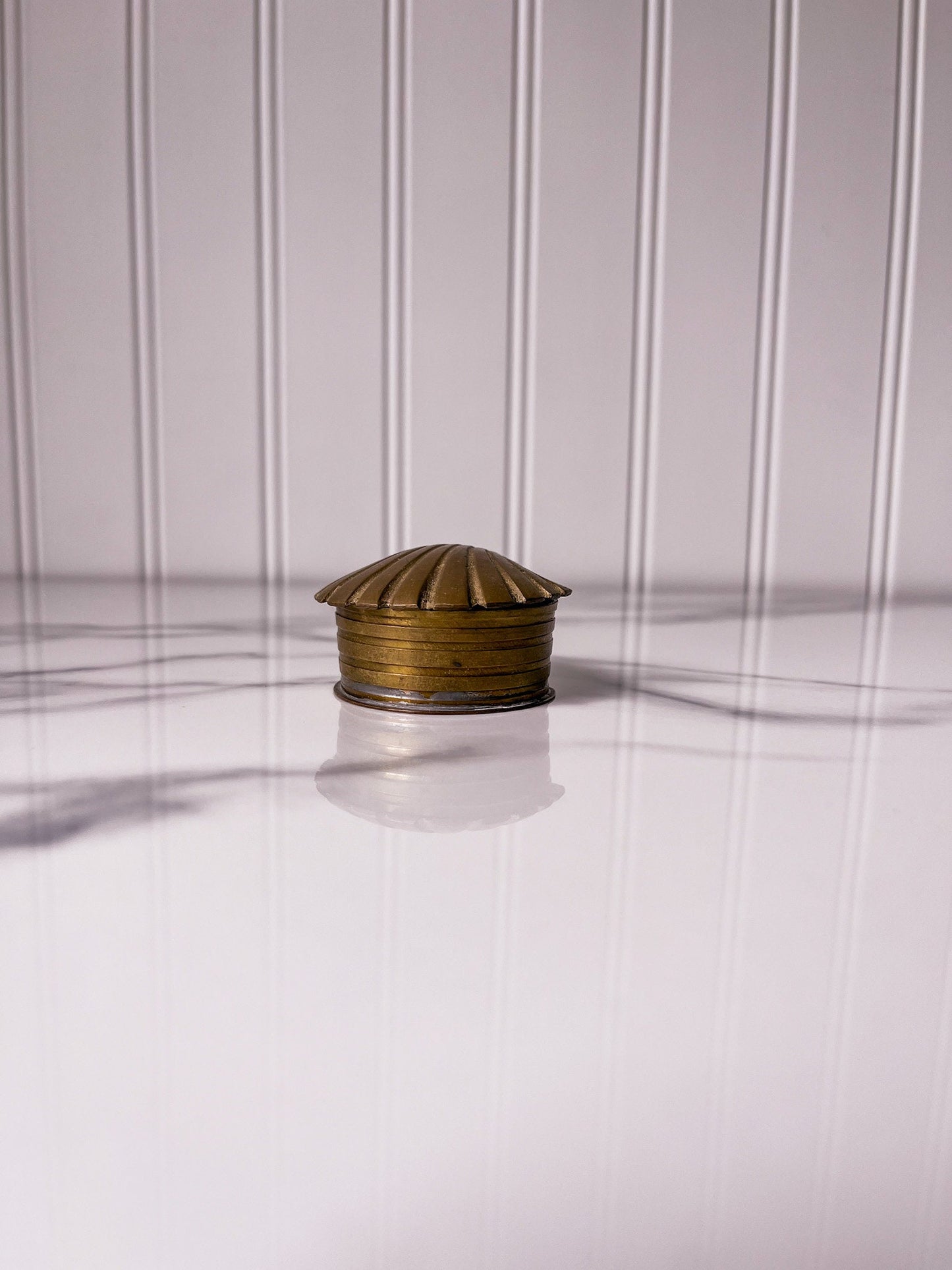 Small Vintage Brass Shell Box