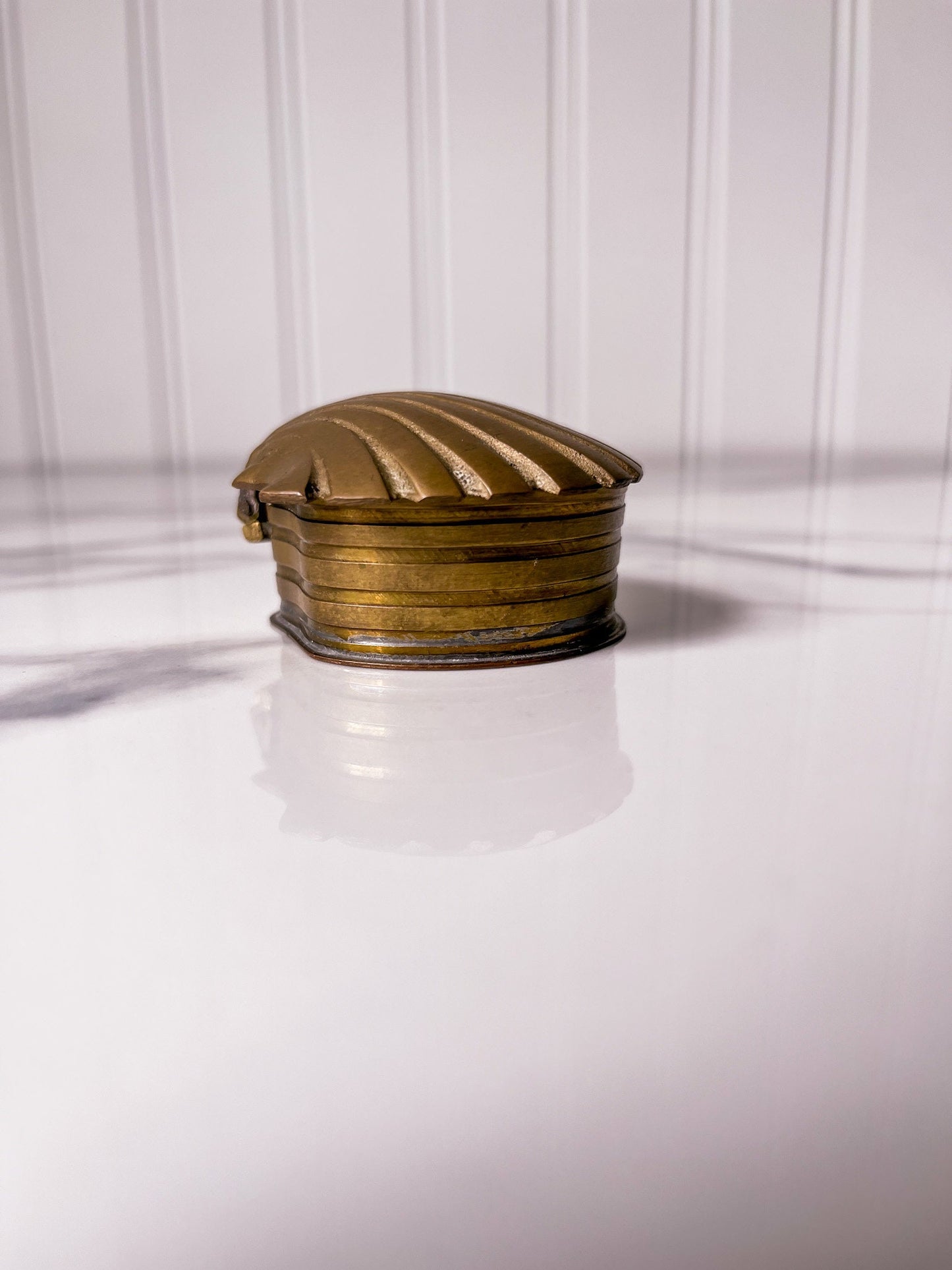 Small Vintage Brass Shell Box