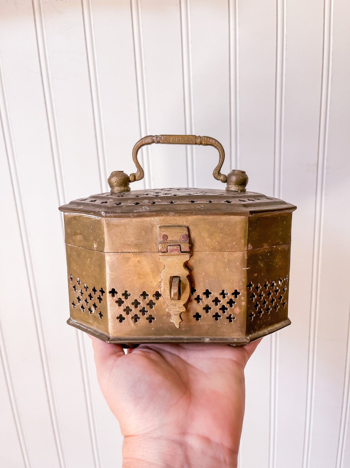 Large Vintage Brass Cricket Box