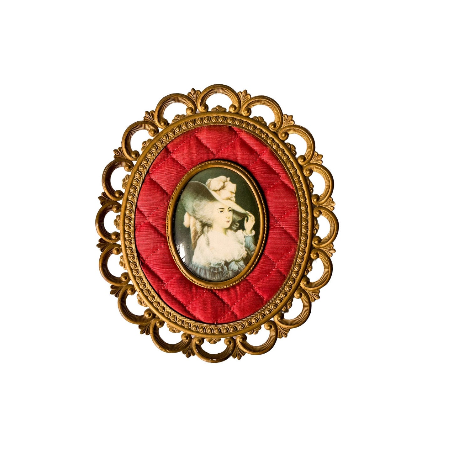 Vintage Metal and Fabric Cameo Creation of Elizabeth, Duchess of Devonshire