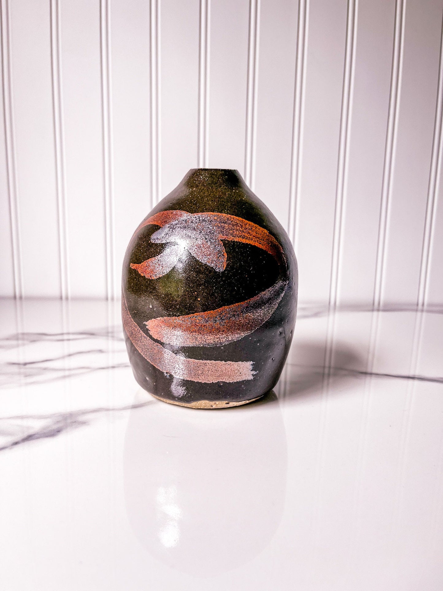 Vintage Pottery Black Bud Vase