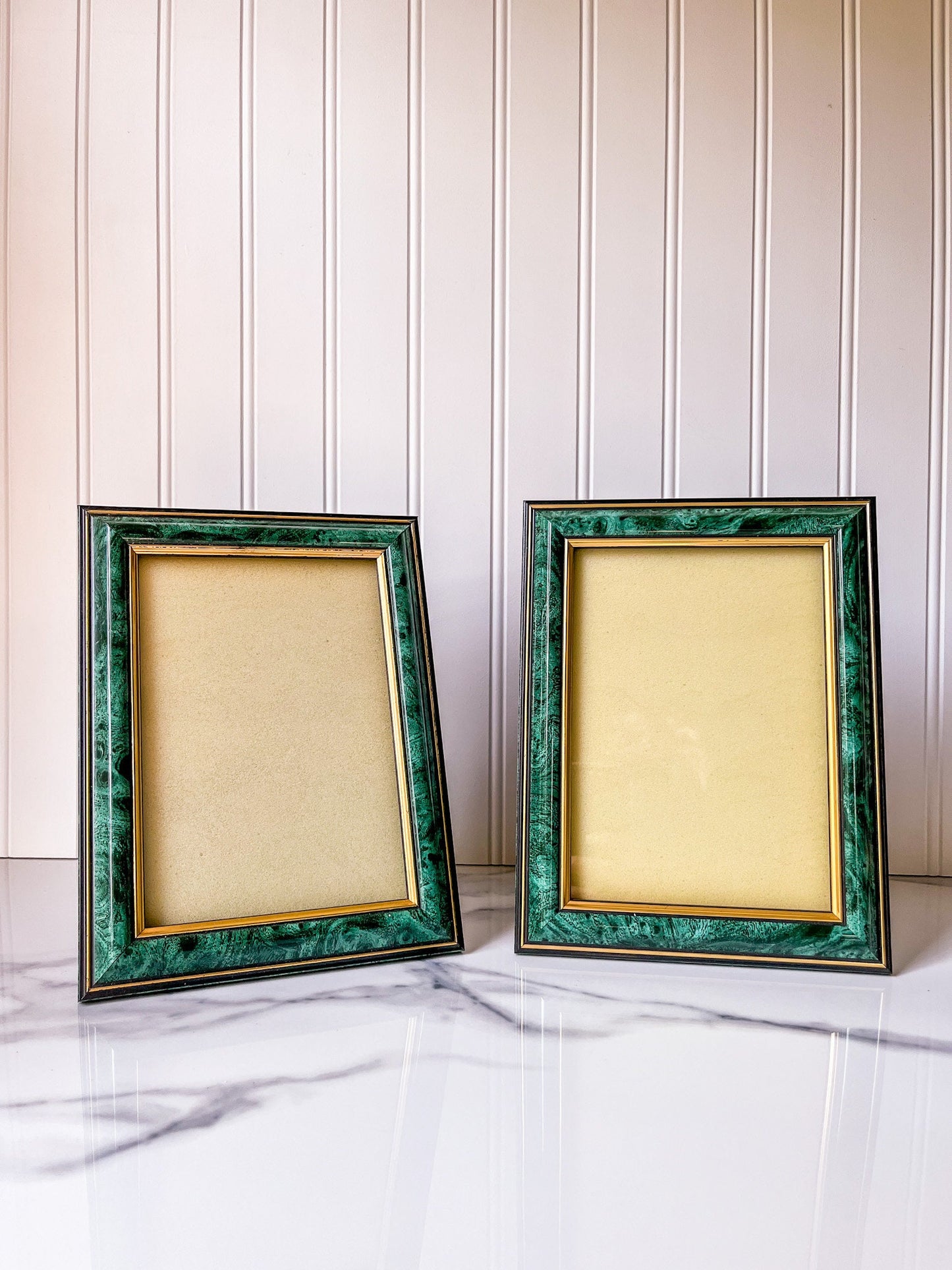 Vintage Faux Green Marble and Gold 4.5" X 6.5" Picture Frame