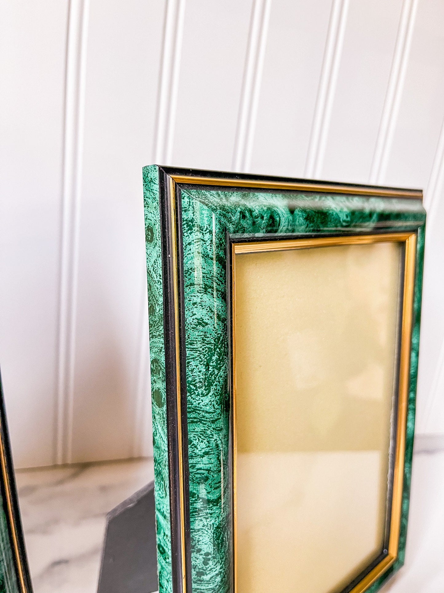 Vintage Faux Green Marble and Gold 4.5" X 6.5" Picture Frame