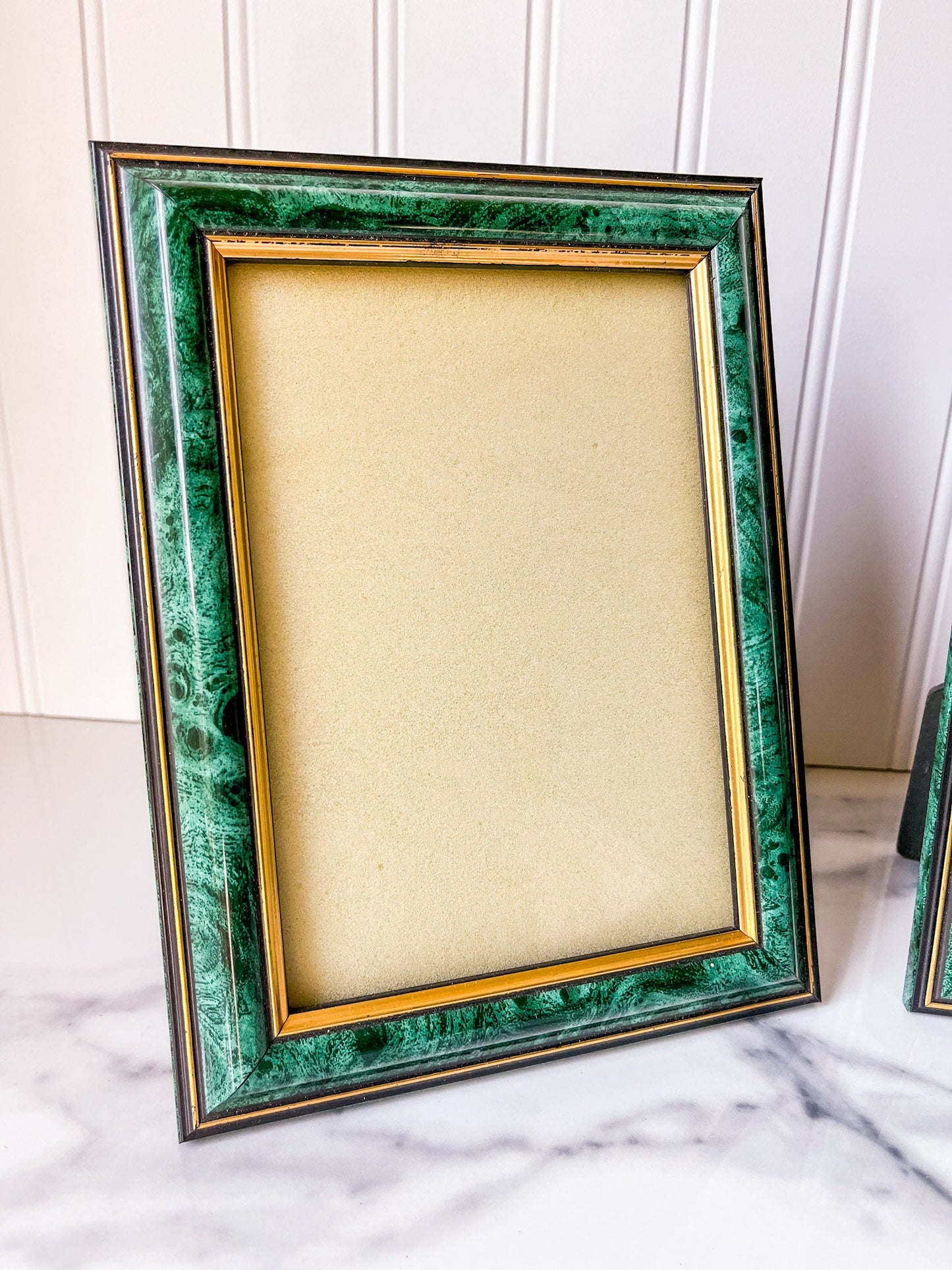 Vintage Faux Green Marble and Gold 4.5" X 6.5" Picture Frame