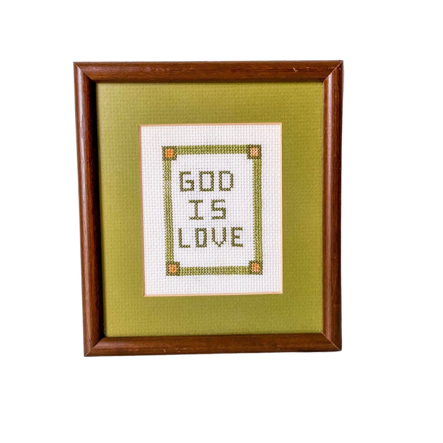 Vintage Framed God Is Love Cross Stitch