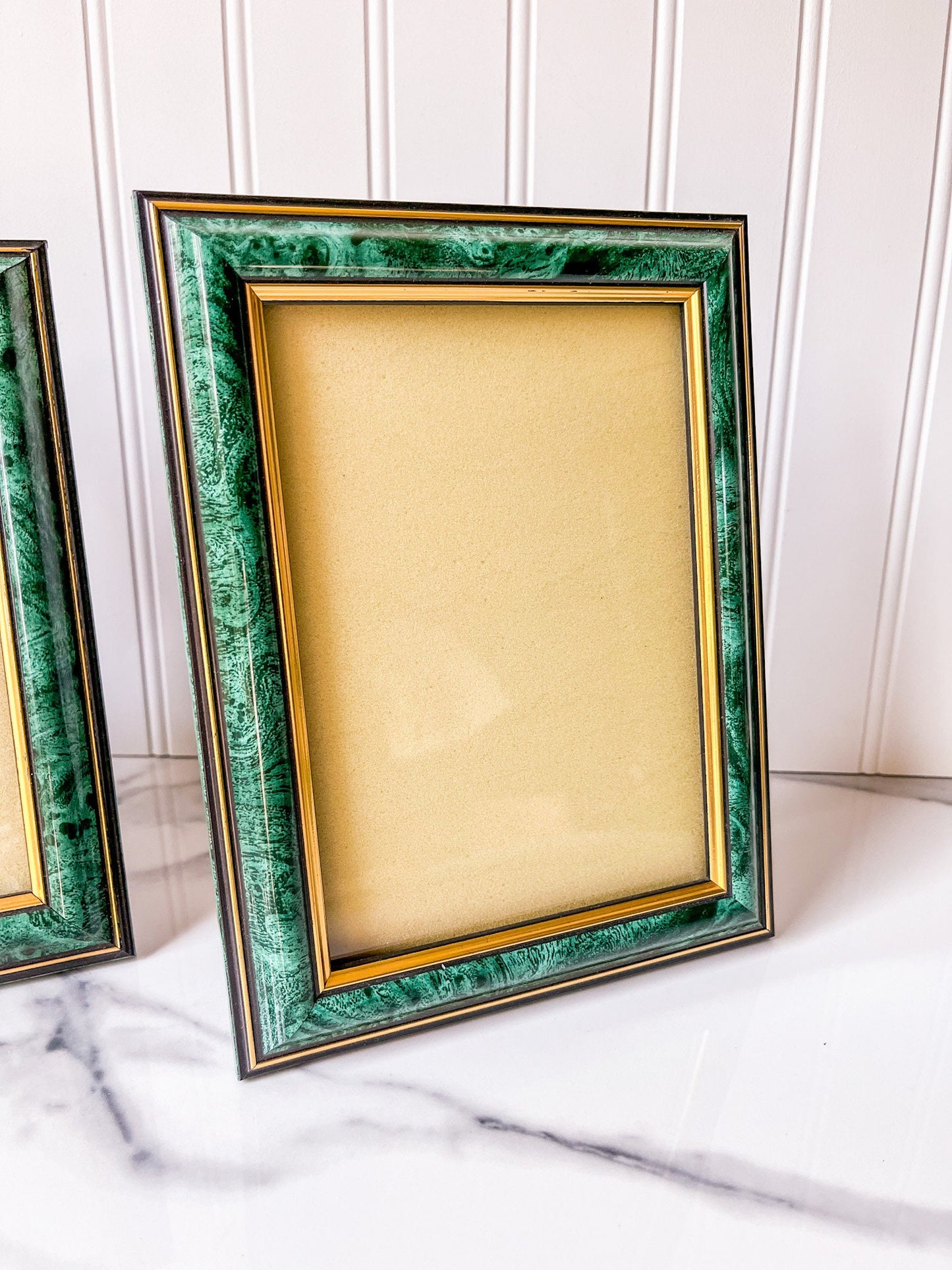 Vintage Faux Green Marble and Gold 4.5" X 6.5" Picture Frame